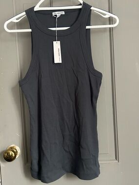 James Perse Standard Ribbed Tank Top Gray Size 2 NWT $85